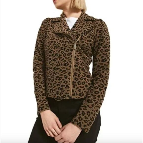Z SUPPLY | Charley Leopard Motorcycle Jacket \ French Terry | Size Small - Picture 6 of 7
